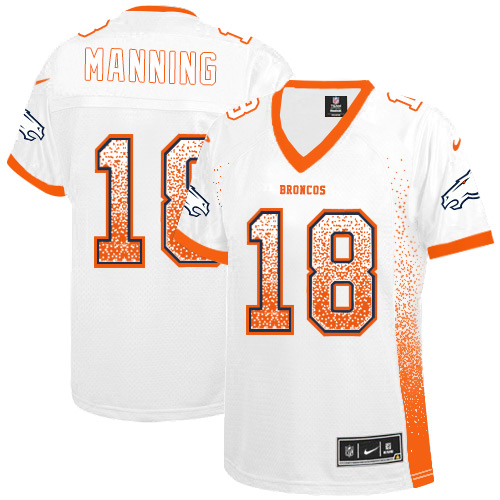 Women's Limited Peyton Manning Nike Jersey White - #18 Drift Fashion NFL Denver Broncos